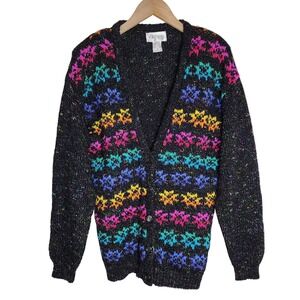 Partners by Mervyns Sweater‎ Women's Medium Cardigan Vintage Long Sleeve Rainbow